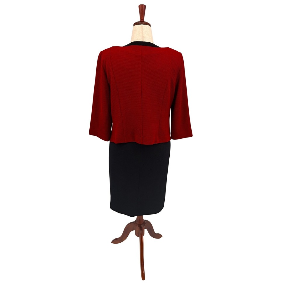 Studio One New York Dress & Jacket Set Womens 12 Cranberry Black Gold Buckle 2Pc - Picture 2 of 14